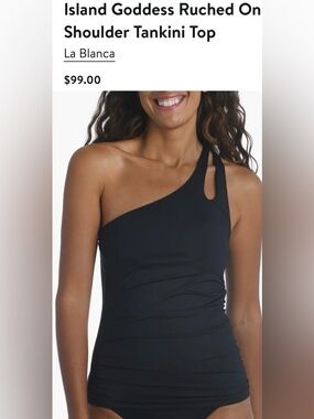 La Blanca NWT Size 4 Island Goddess Ruched One-Shoulder Tankini Top